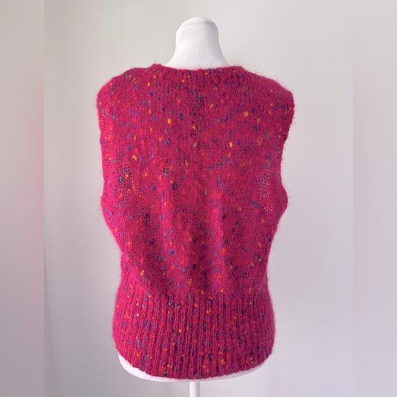 Vintage ‘90s Stefano Basics Hot Pink Mohair Blend Scoop Neck Fuzzy Sweater Vest - Picture 6 of 8